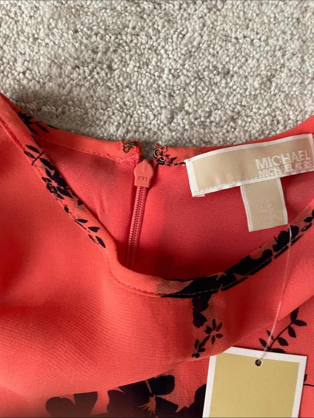 Michael Kors Coral Dress with Dark Floral Print